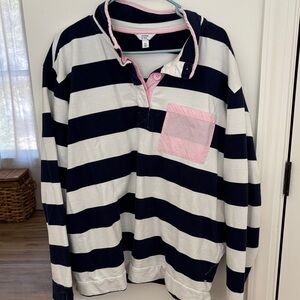 Crown & Ivy Navy and Pink Rugby Shirt